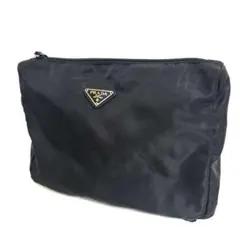 良品】PRADA プラダ ミニポーチ コスメポーチ ブラック 三角ロゴ 人気