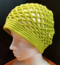 ニット帽（ハンドメイド）毛糸かぎ針透かし編みNo.⑥