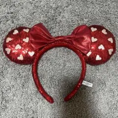 ディズニーカチューシャ 赤 スパンコール ミニーちゃん