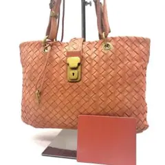 【美品】ボッテガヴェネタ ハンドバッグ レザー イントレチャート 鍵付 ローマ