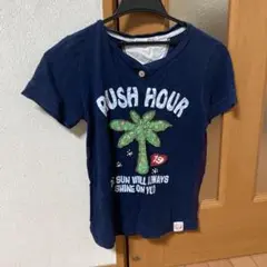 ハワイアン柄RUSH HOUR M ネイビー Tシャツ 半袖