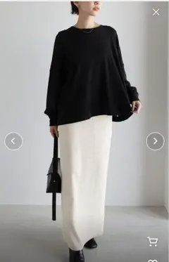 evernavy エバーネイビー セルフカットリブ タイトスカート　L エクリュ