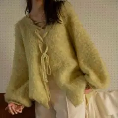 mideal 2way mix color lace up cardigan