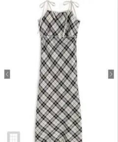 リボンバイアスチェック柄マキシマムワンピース GRL gn441