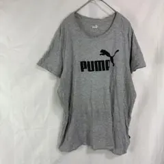 プーマ◇PUMA　ロゴTシャツ【大きめサイズ　XL】グレー　コットン　カジュアル