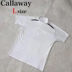 Callaway モックネック Tシャツ L メンズ　ジャガード　ホワイト　総柄