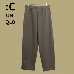 ユニクロ　ライトベージュ　スウェット　ワイドパンツ　ウエストゴム　メンズ　M
