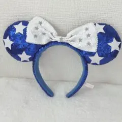 ディズニー　カチューシャ　スパンコール　青　星　ミニー　スター
