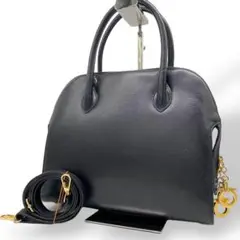 極美品 フェラガモ ガンチーニ ショルダーバッグ ロゴ 型押し レザー ブラック FERRAGAMO フェラガモ ショルダーバッグ 22 0650 レディース