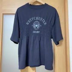 AMERICAN HOLIC ロゴ刺繍 シャーリングTシャツ ネイビー M