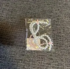 ビーズストラップ／チャーム（パール×ピンク)