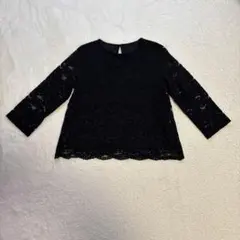 GU 黒 レース 七分袖 トップス M