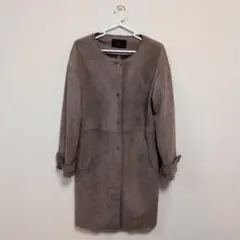 クリア clear ノーカラー スエード調 アウター コート フリーサイズ