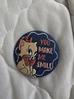 トムとジェリー　デニム刺繍缶バッチ