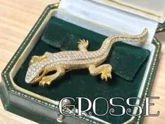 Grosse ヴィンテージ ゴールド ラインストーン トカゲ ブローチのサムネイル
