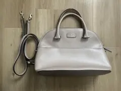 ベージュ レザー ハンドバッグ 取り外し可能ストラップ