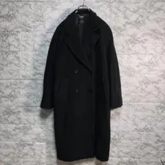 Carat ロングコート　ダブル　カシミヤ混　ウール　アンゴラ　ロゴ大ボタン