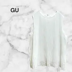 【ジーユー】プリーツ ノースリーブ ホワイト XLサイズ レディース