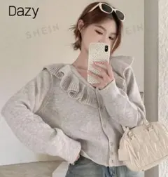 Dazy フリルカラー ニットカーディガンセーター