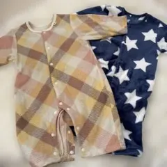 チェック柄・星柄ロンパースセット　60