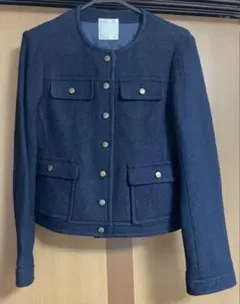 Sale オペーククリップ　ネイビー ノーカラージャケット L