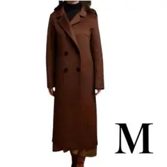 ロングコート レディース 冬 チェスターコート ウール M ブラウン