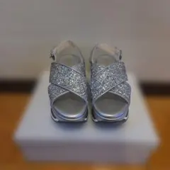 シルバー グリッター 厚底サンダル