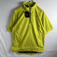 NIKE 半袖ハーフジップ プルオーバー M メッシュ裏地 ナイロン イエロー