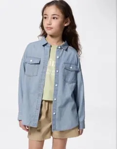 GIRLSライトデニムシャツ(長袖) GU 110