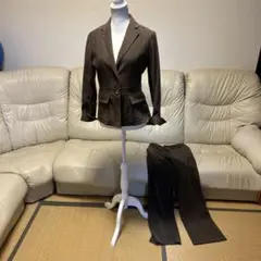 91 ブラウン スエード風 ジャケット パンツセットアップ