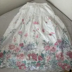 新品 タグ付き 花柄 レース フレアー スカート ロング ナチュラル かわいいのサムネイル