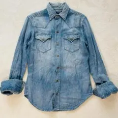 ポロラルフローレン デニムシャツ ウエスタン 長袖 ブルー M RL刻印ボタン