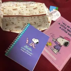 スヌーピー 軽量ポーチ+リングノート+下敷き　3点セット
