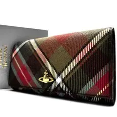未使用保管品 ヴィヴィアンウエストウッド 長財布 チェック柄 オーブ レディース