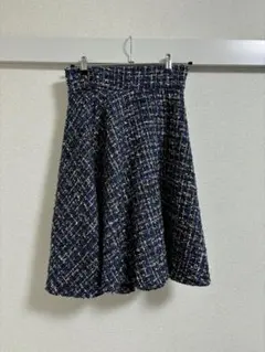 ネイビー ツイード フレアスカート
