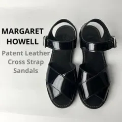 【美品】MARGARET HOWELL クロスベルトフラットサンダル　黒　23のサムネイル