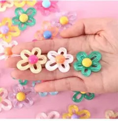 お花デコパーツ 10個セット アクリル レトロポップ Y2K ハンドメイド資材