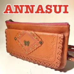 【美品】アナスイ 本革 ショルダーバッグ￼ お財布ショルダー スマホショルダー