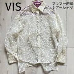VIS【洗える】フラワー刺繍シアーシャツのサムネイル