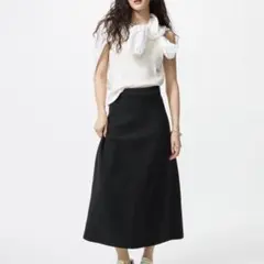 UNIQLO　ユニクロ　ウォッシャブルミラノリブフレアスカート　XKサイズ　黒