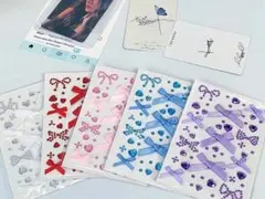 5枚セットクリスマス　スパンコール　リボンシール　推し活　顔フェイスシールデコ