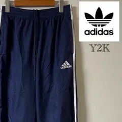 Y2K adidas（アディダス）ナイロン ワイドトラックパンツ/ネイビー