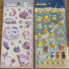 ゆめねこ　銭湯アヒル　ぷくぷくシール　ぷっくりシール　平成シール　キャンドゥ