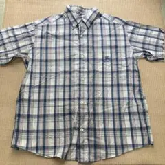 【130A】チェック　水色　半袖ワイシャツ