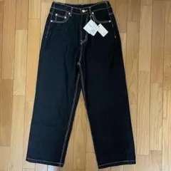 【新品、Jena】ゆったりワイドデニム　ブラック　Sサイズ