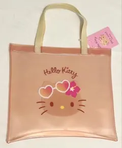 日焼けキティ　PVC トートバッグ ビニールバッグ　ダイソー　キャンドゥ　セリア