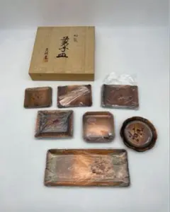 【未使用品】銅塗り茶托・菓子皿セット
