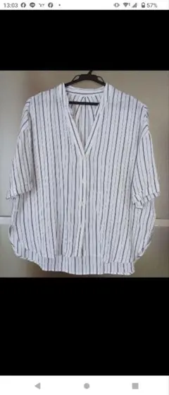 earth music&ecology/麻混/6分袖トップスブラウス/ F