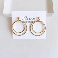 【115 】ダブルフープ　シンプル　イヤリング　ピアス　ハンドメイド