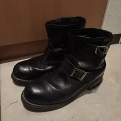 ブラックレザーエンジニアブーツ　革ブーツ　黒